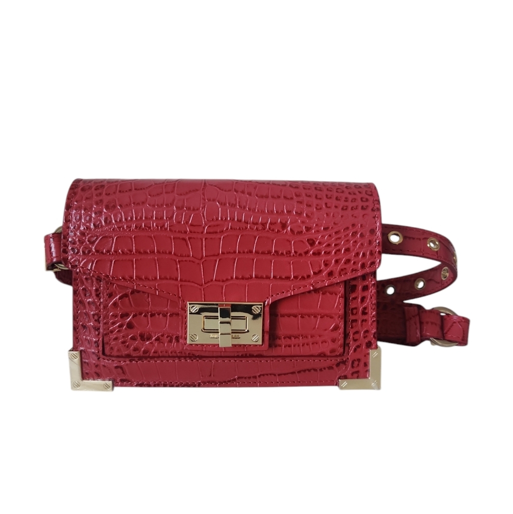 Embossed Leather Bag Belt